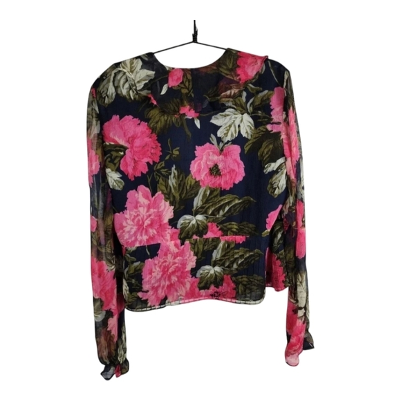 Anne Klein Y2K Vintage 100% Silk Floral Wrap Blouse – Sheer & Feminine  Size 12 - Picture 4 of 15